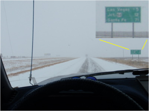Driving through snow storm.